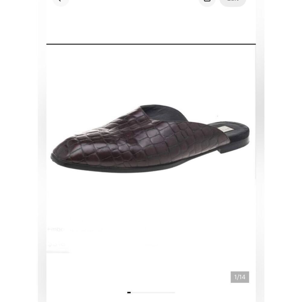 Stella McCartney Burgundy Faux Croc Embossed Leather Mules Size 38 / US 8